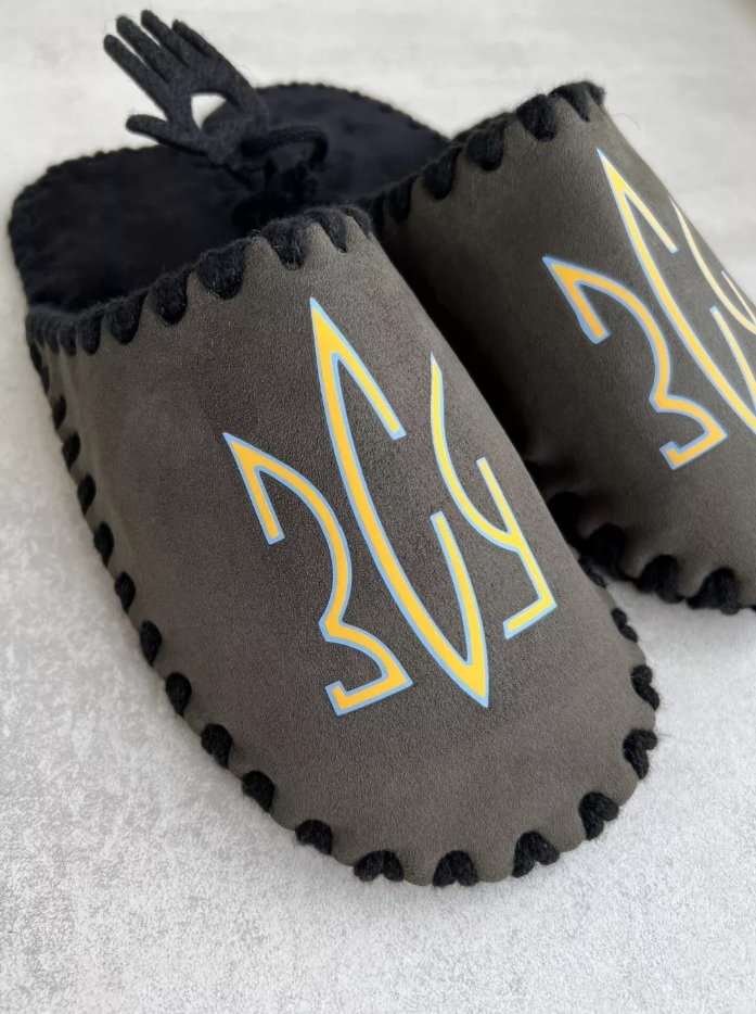 Чоловічі домашні капці Family Story Класичні кольору хакі ЗСУ закриті фетр