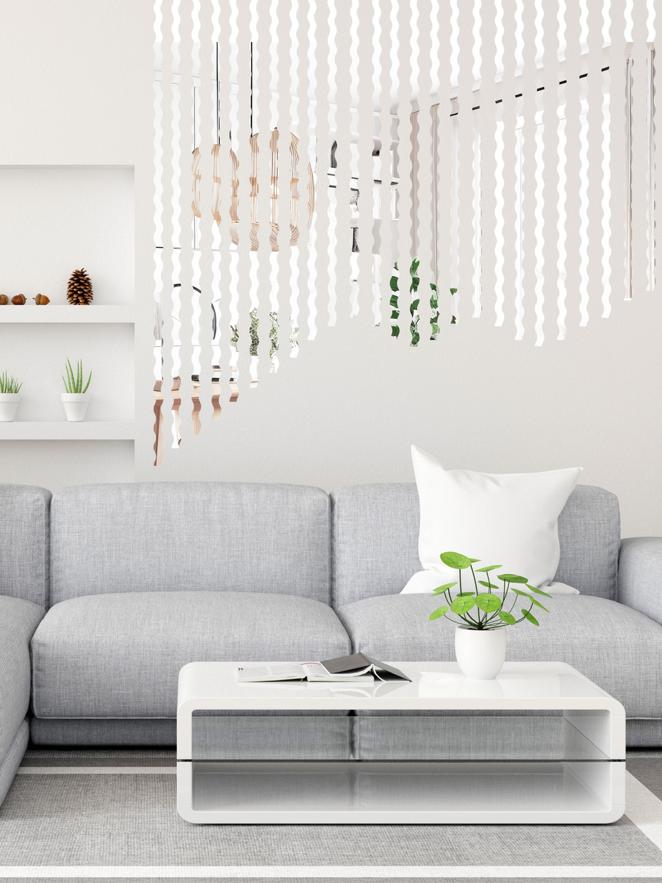 Зеркальный настенный акриловый декор наклейка "Молдинг волнистый-15" 24 шт. серебро Зеркальный настенный акриловый декор наклейка "Молдинг волнистый-15" 24 шт. серебро