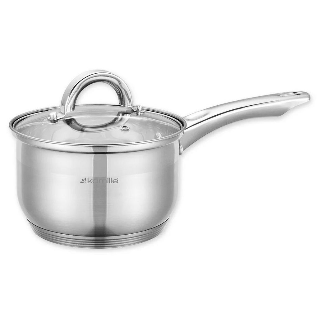Ковш с крышкой Kamille 1.5 л, из нержавеющей стали, для индукции и газа KM-4227S