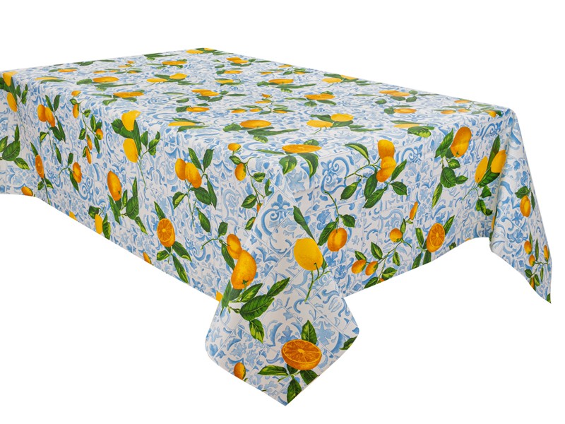 Скатерть водоотталкивающая Limones Ceramica Cielo Скатерть водоотталкивающая Limones Ceramica Cielo