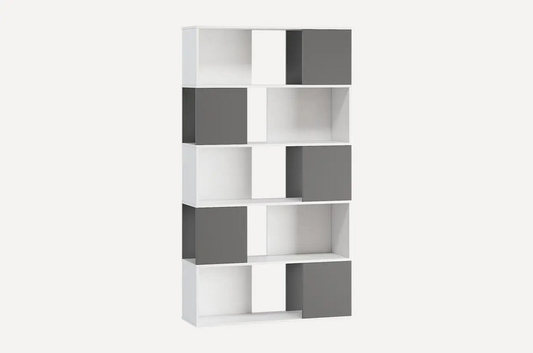 Стеллаж Laos на 5 полок 100х183х32 белый/антрацит Стеллаж Laos на 5 полок 100х183х32 белый/антрацит