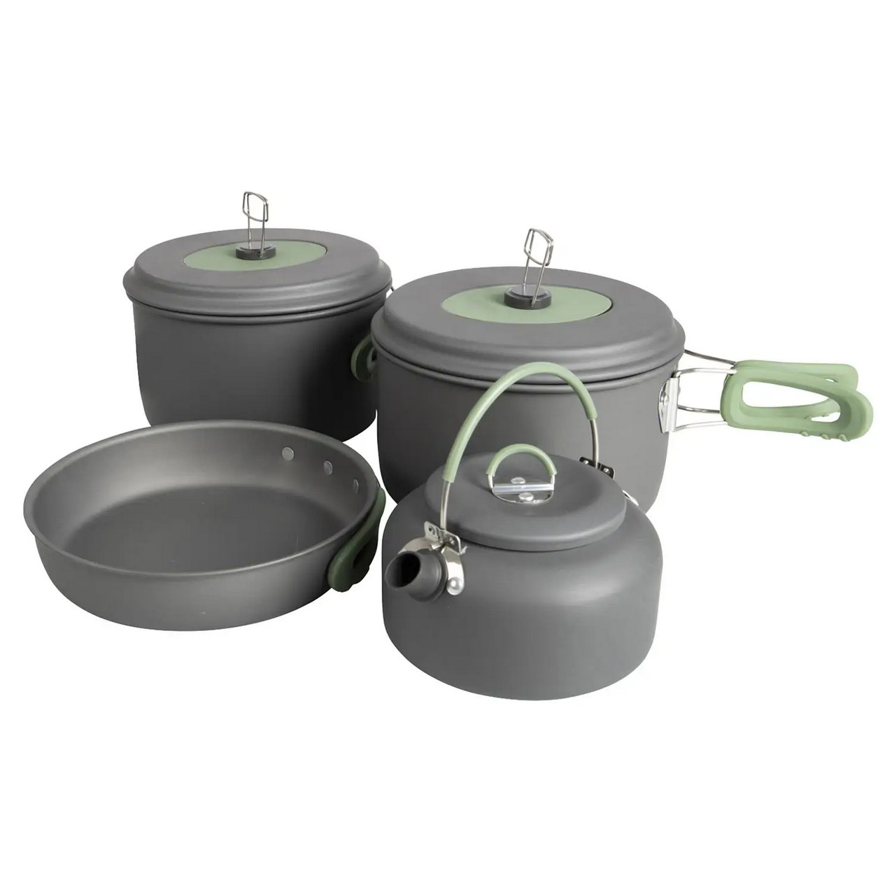 Набор посуды Bo-Camp Explorer XL 4 Pieces Hard Anodized Grey/Green Набор посуды Bo-Camp Explorer XL 4 Pieces Hard Anodized Grey/Green