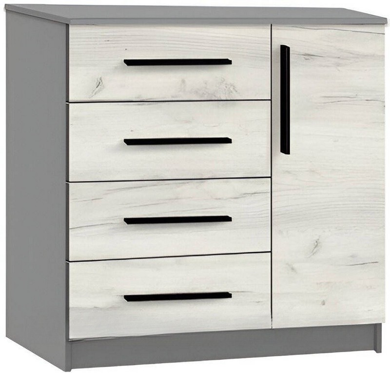 Комод Кенон 4+1S 95х38х88 см серый шифер/дуб крафт белый Комод Кенон 4+1S 95х38х88 см серый шифер/дуб крафт белый
