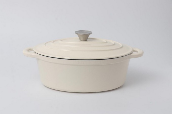 Чугунная овальная кастрюля 30х23 см Tierra кремовая NOIS