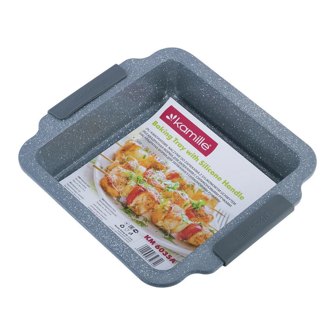 Форма для запекания Kamille серый мрамор 30.3x26.7x6 см, из углеродистой стали KM-6035A