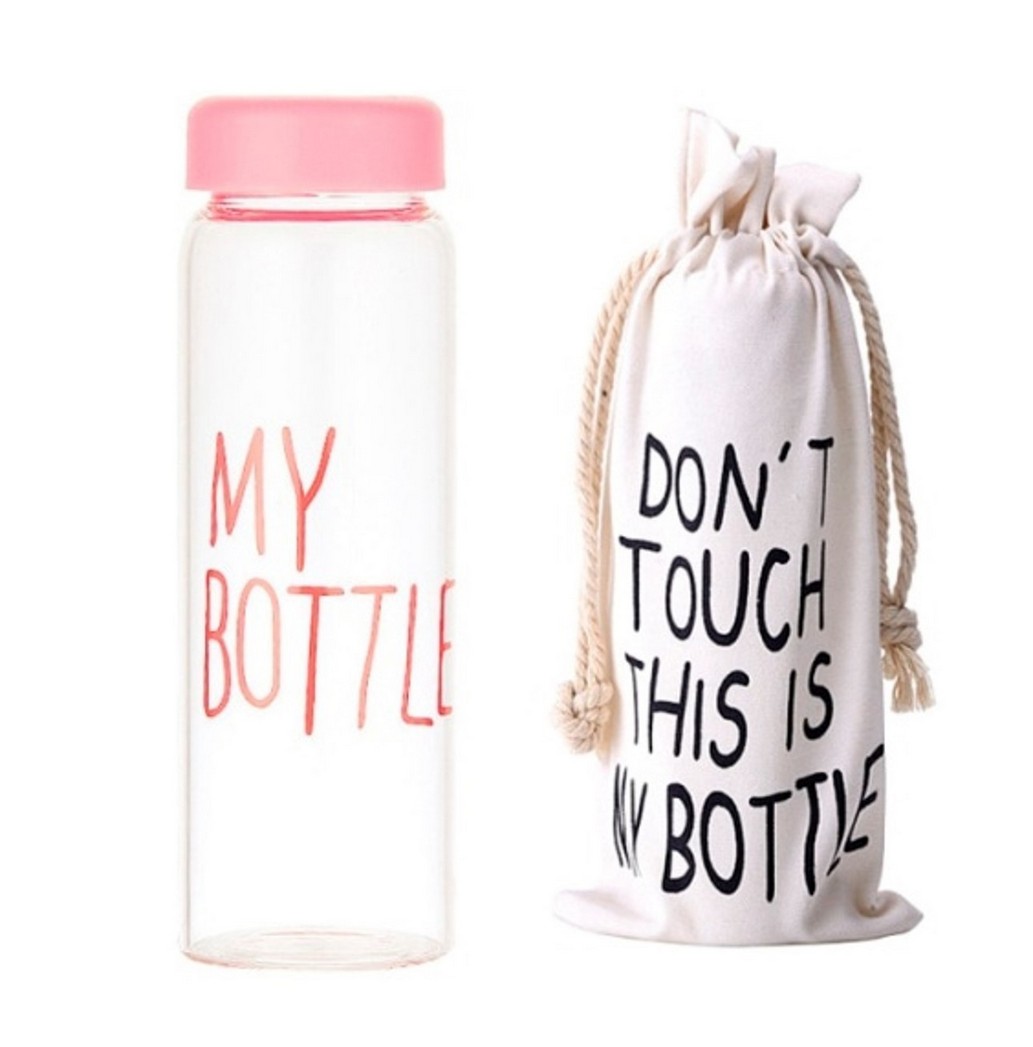 Бутылка Olens пластиковая с сумкой My bottle розовая Бутылка Olens пластиковая с сумкой My bottle розовая