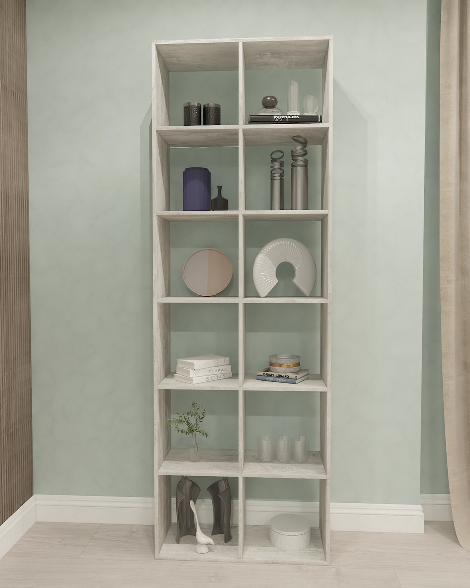 Стеллаж для дома и офиса на 12 ячеек L-12 бетон