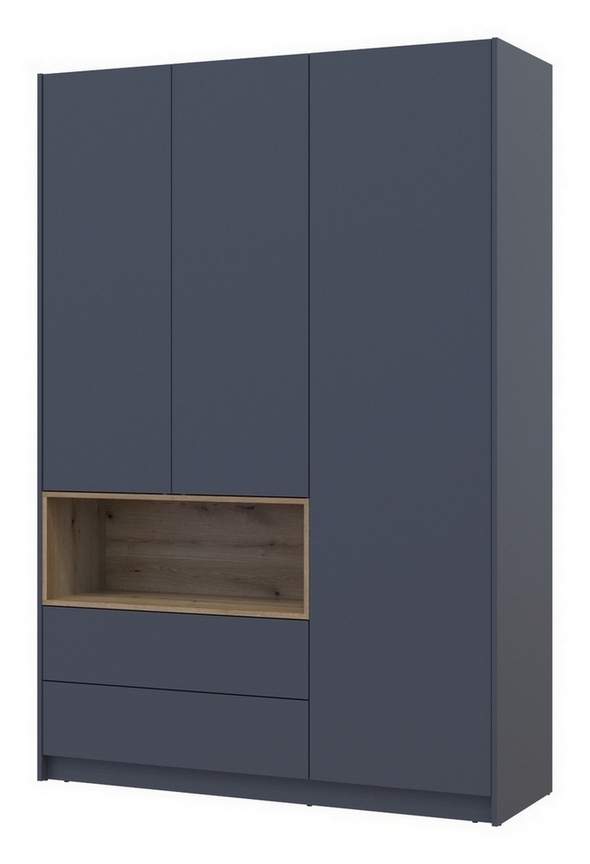 Шкаф для одежды с нишей Дейл 3-х дверный Графит/Дуб Эвок