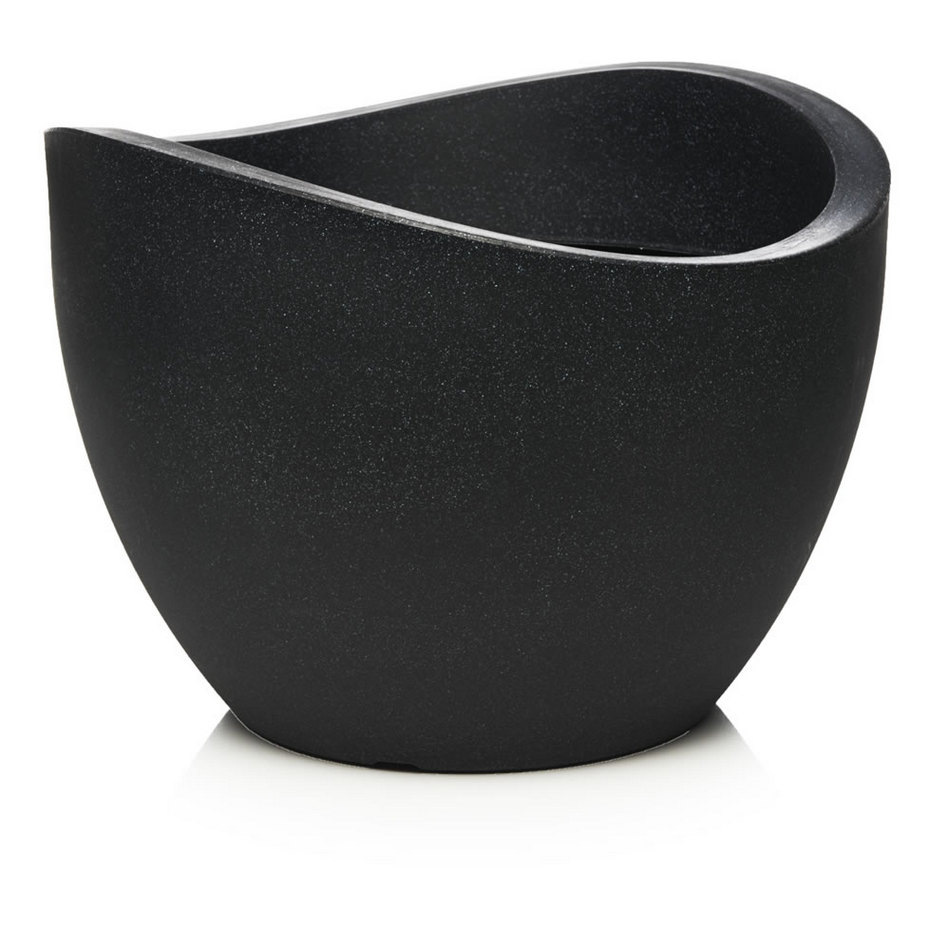 Кашпо для цветов Scheurich Wave globe пластик 30, гранитно-черный