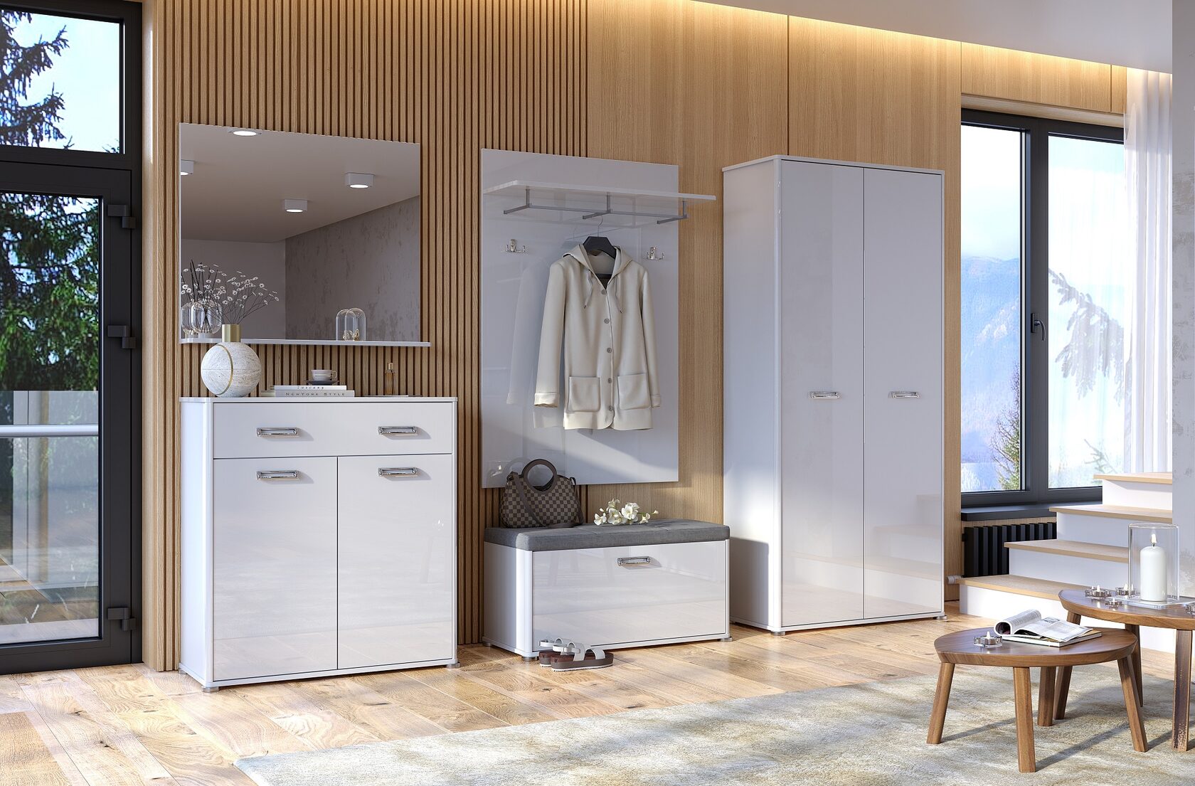 Прихожая  Bella Белый глянец Прихожая  Bella Белый глянец