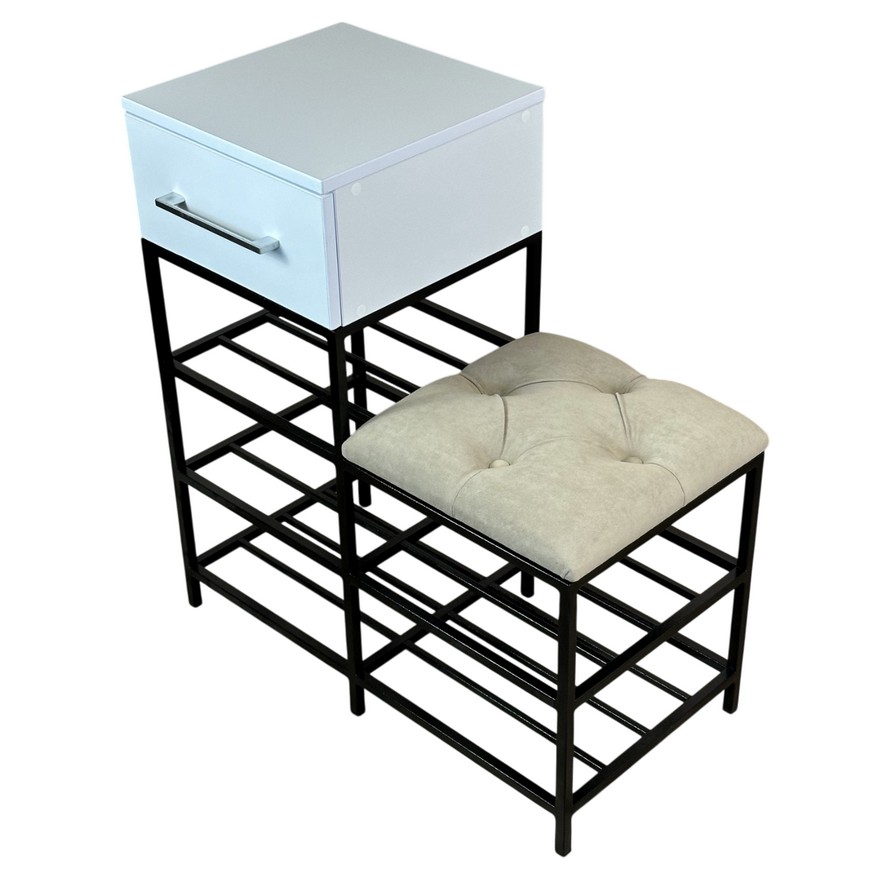 Банкетка-консоль с одним выдвижным ящиком 70 см беж/белая аляска