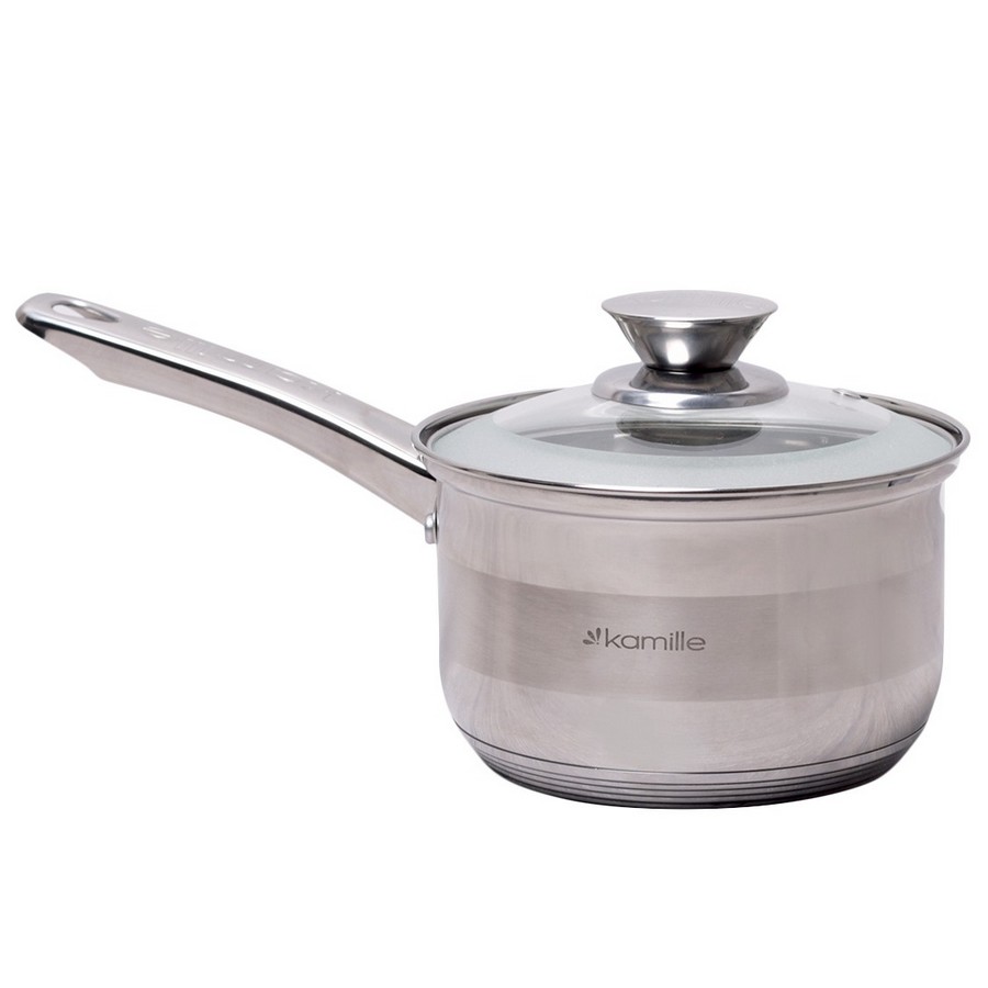 Ковш Kamille  2.1л из нержавеющей стали с крышкой