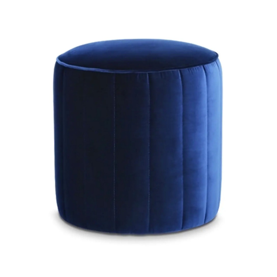 Круглый пуф мягкий прошитый DESHI 45х45 см велюр синий Круглый пуф мягкий прошитый DESHI 45х45 см велюр синий