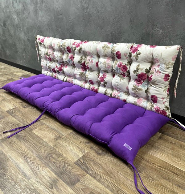 Подушка на піддони/гойдалки/каркаси панама комбінована «Tea rose violet» Подушка на піддони/гойдалки/каркаси панама комбінована «Tea rose violet»