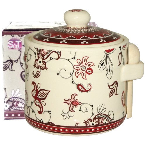 Банка для меда с деревяннойложкой  Орнамент  8,5х10см , 420мл