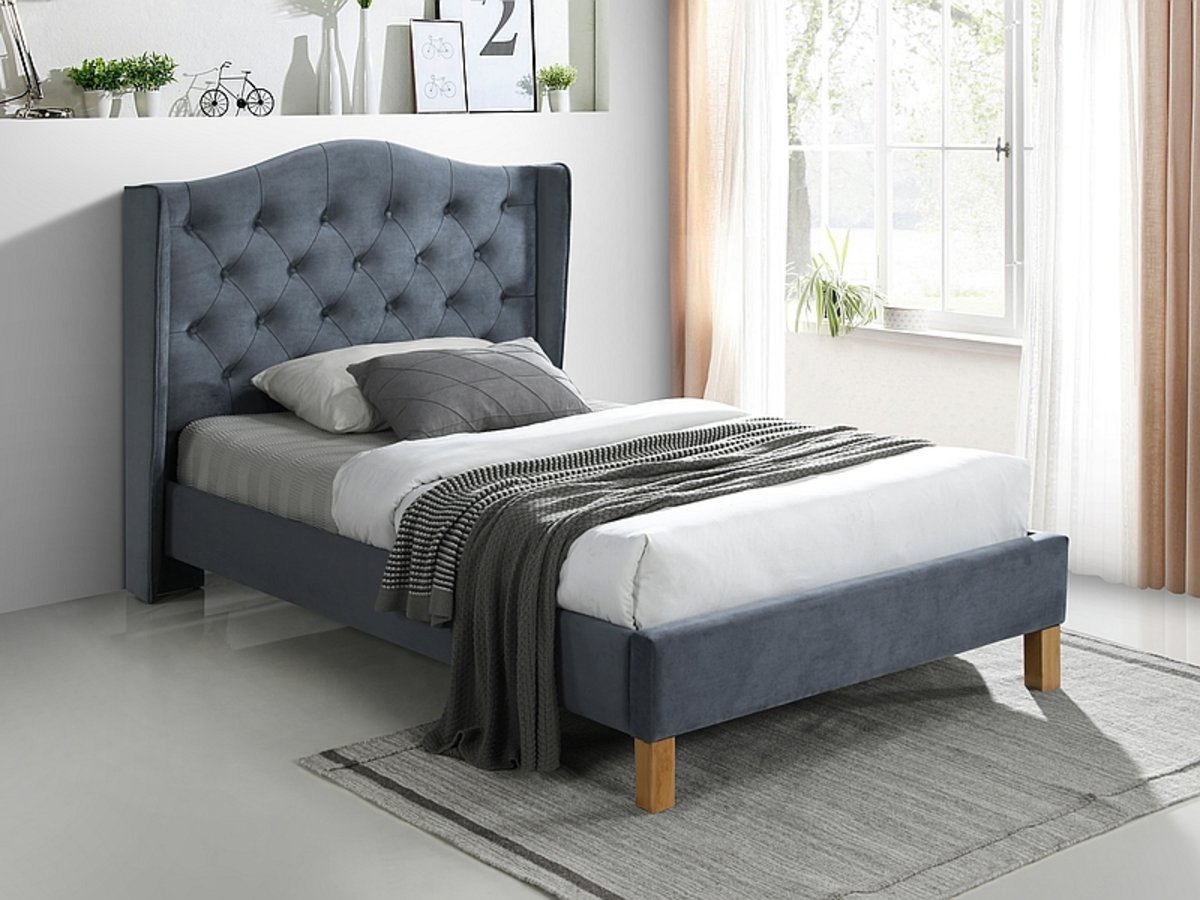 Кровать ASPEN Velvet серый/дуб 120/200 Кровать ASPEN Velvet серый/дуб 120/200