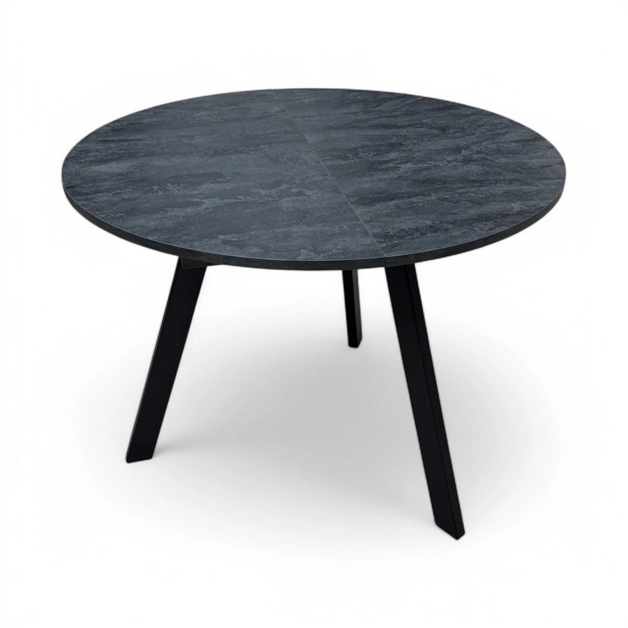 Обеденный круглый раскладной стол ALEN FOLD Металл черный D100(133)x75 см