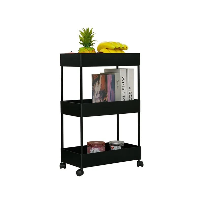 Етажерка пластикова 3 яруси на колесах Black, 40х22х66 см Етажерка пластикова 3 яруси на колесах Black, 40х22х66 см
