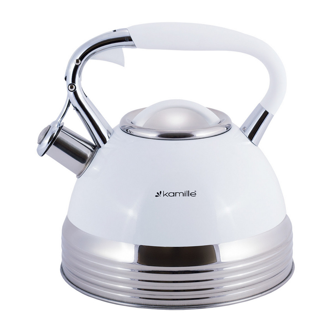 Чайник Kamille Белый 2.7л из нержавеющей стали со свистком и ручкой для индукции и газа KM-0696AN