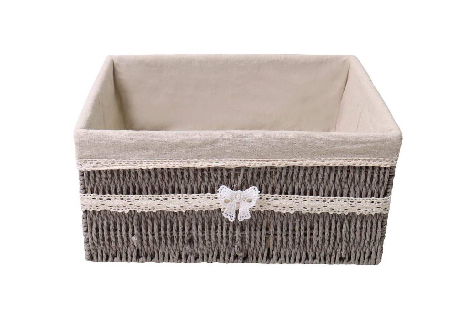 Корзина стеллажная Handy Home "Бантик" с текстильным вкладышем 36х27х17 см Серо-Коричневый (EW-90 L) Корзина стеллажная Handy Home "Бантик" с текстильным вкладышем 36х27х17 см Серо-Коричневый (EW-90 L)