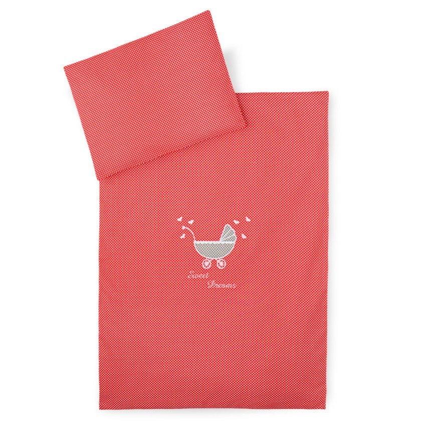 Постельное белье в коляску PAPAELLA горошек красный