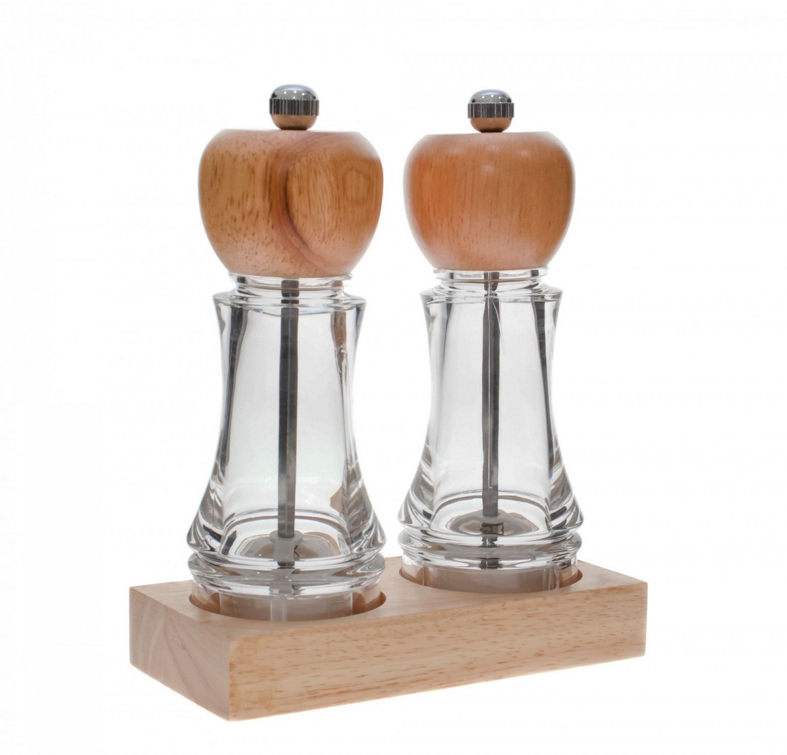 Мельница Normak  для соли и перца на деревянной подставке двойная
