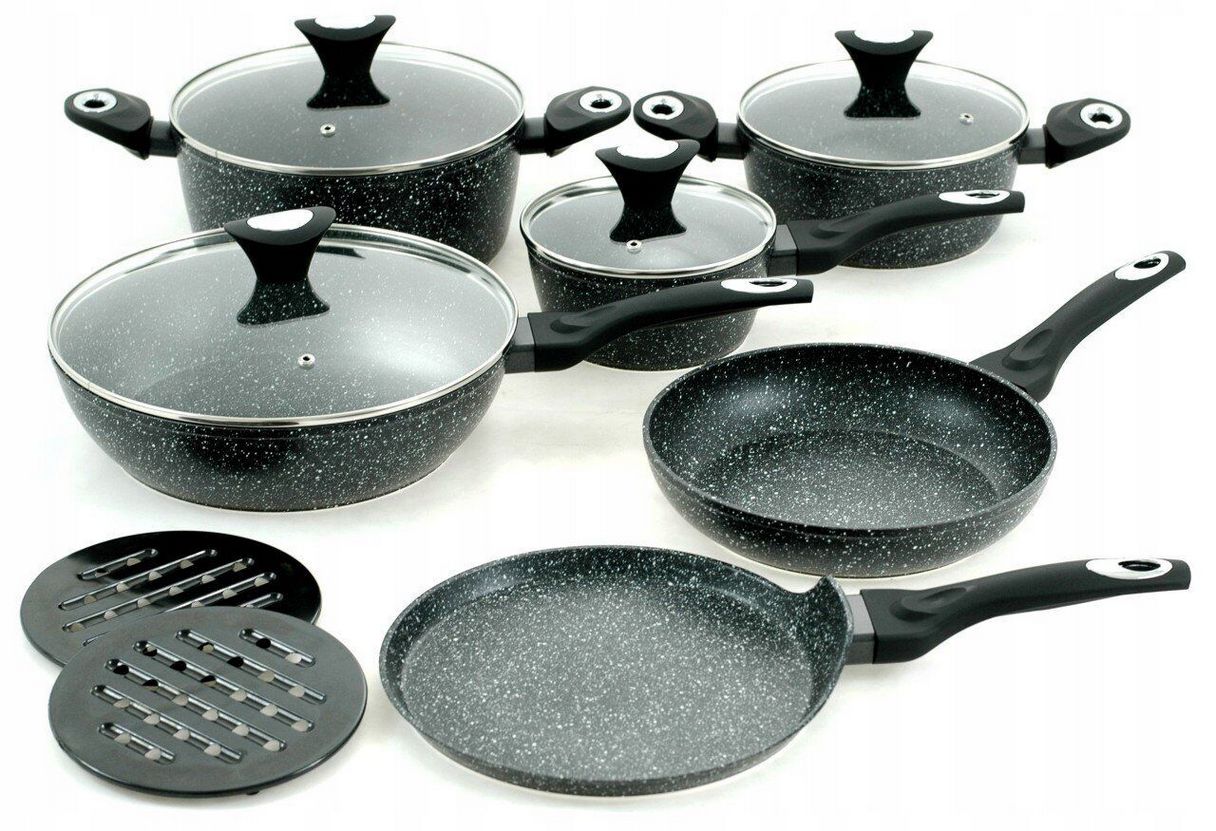 Набор посуды из литого алюминия с мраморным покрытием 12 предметов Edenberg EB-5615