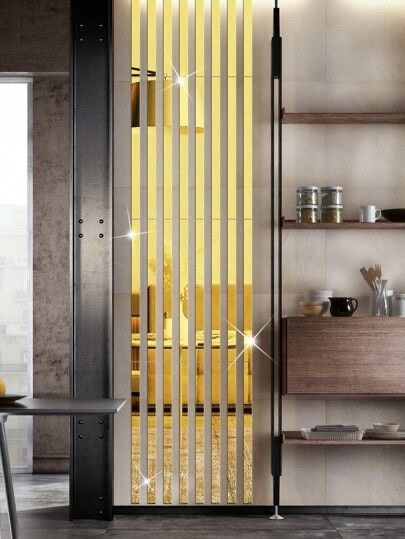 Зеркальный настенный акриловый декор наклейка "Молдинг-30" 3 шт. золото