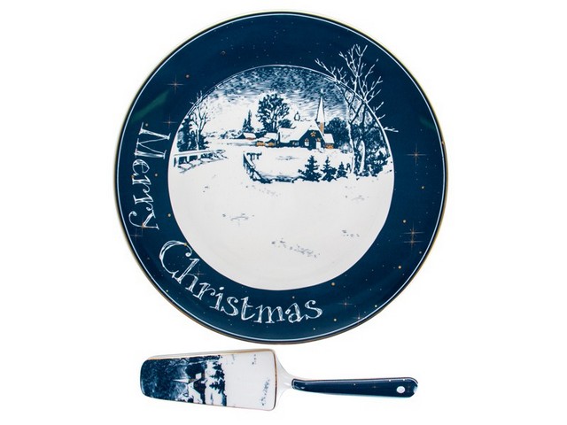 Блюдо Lefard  для торта з лопаткою NEW CHRISTMAS 26 см 924-723 Блюдо Lefard  для торта з лопаткою NEW CHRISTMAS 26 см 924-723