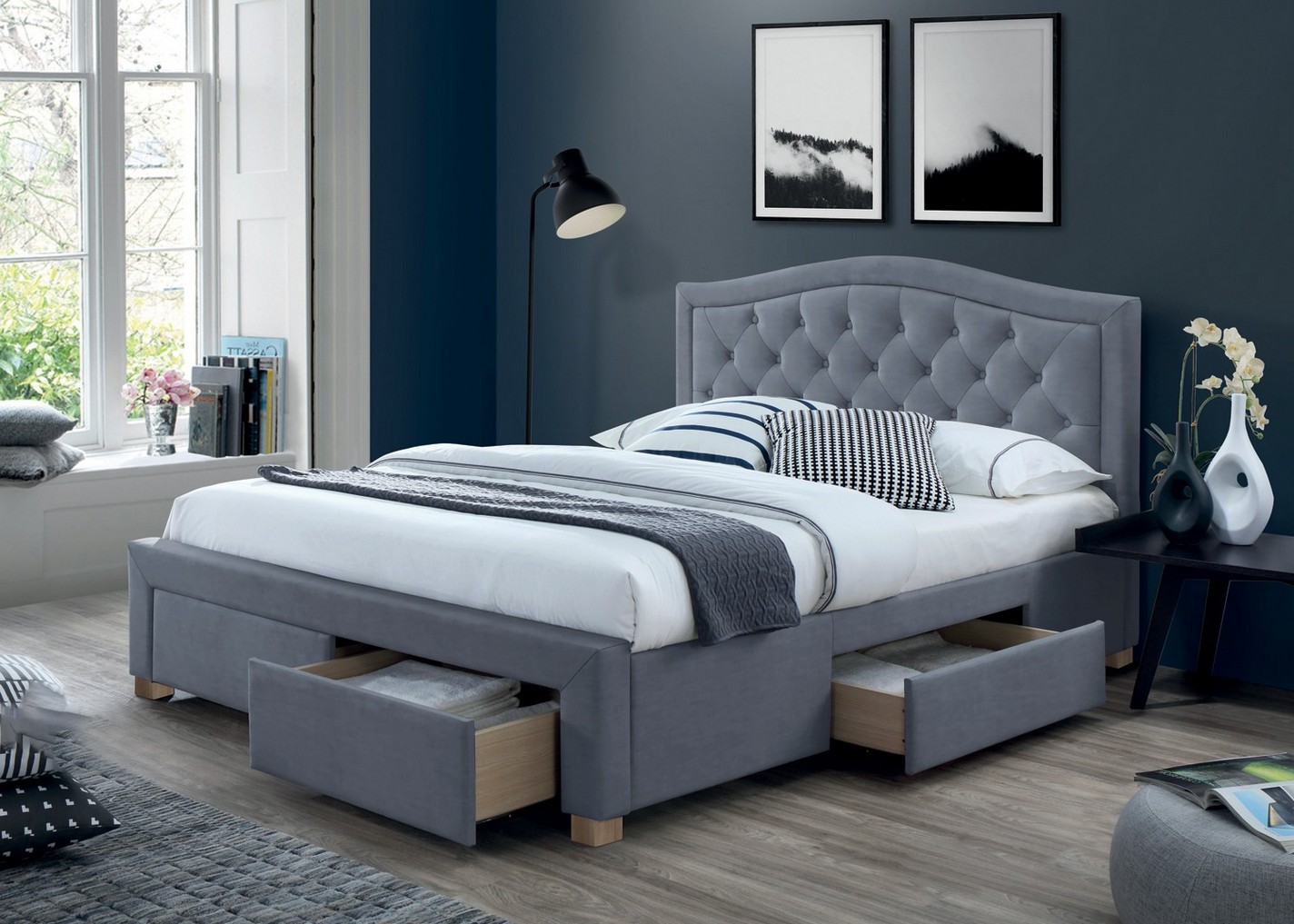 Двуспальная кровать Electra Velvet 160X200 Серый