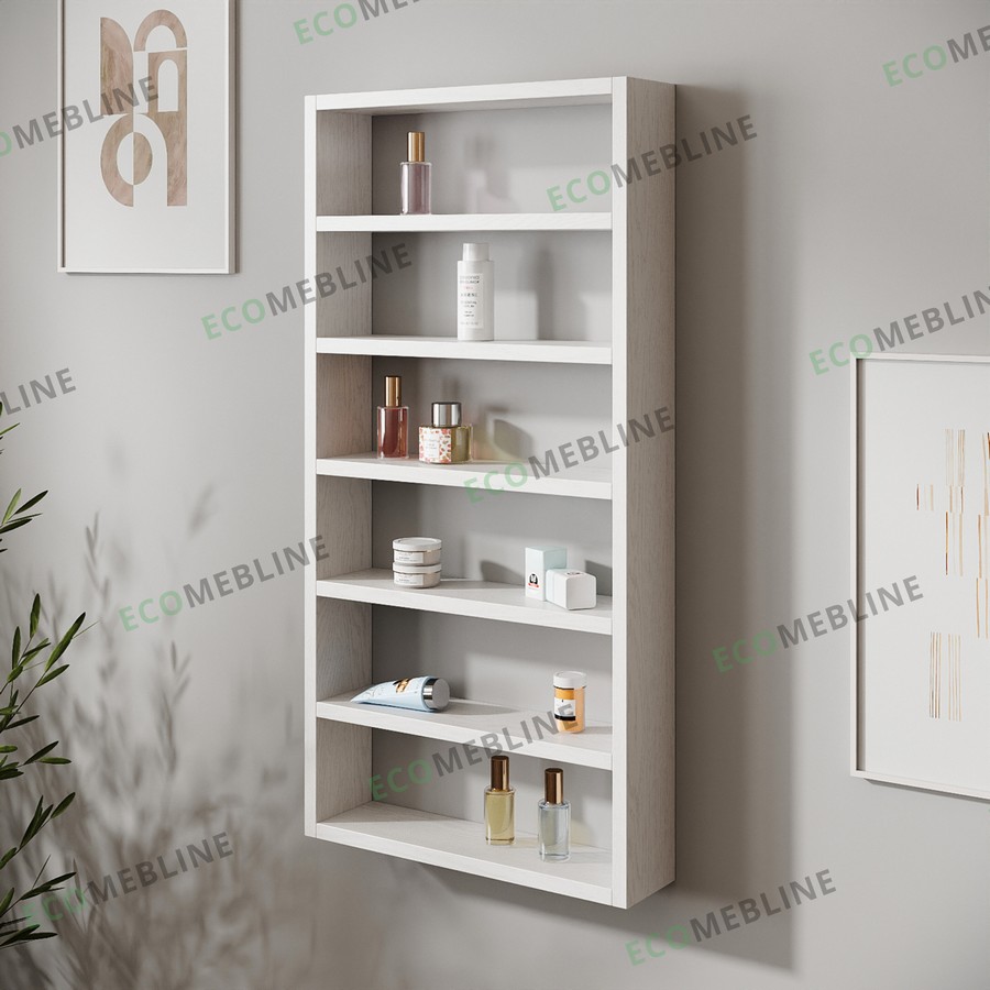 Полка деревянная настенная для лаков на 6 отделений белый Полка деревянная настенная для лаков на 6 отделений белый