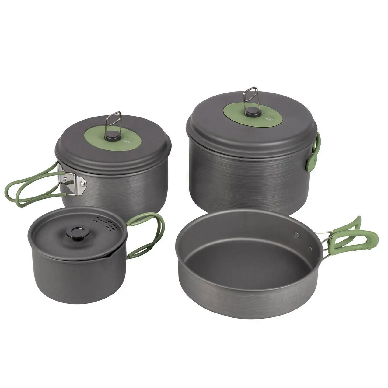 Набор посуды Bo-Camp Explorer 4 Pieces Hard Anodized Grey/Green Набор посуды Bo-Camp Explorer 4 Pieces Hard Anodized Grey/Green