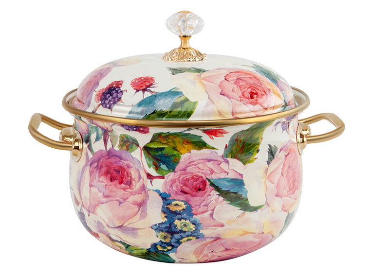 Кастрюля эмалированная Elmani с крышкой 2,1л диаметр 16 см, высота 11 см 763-003