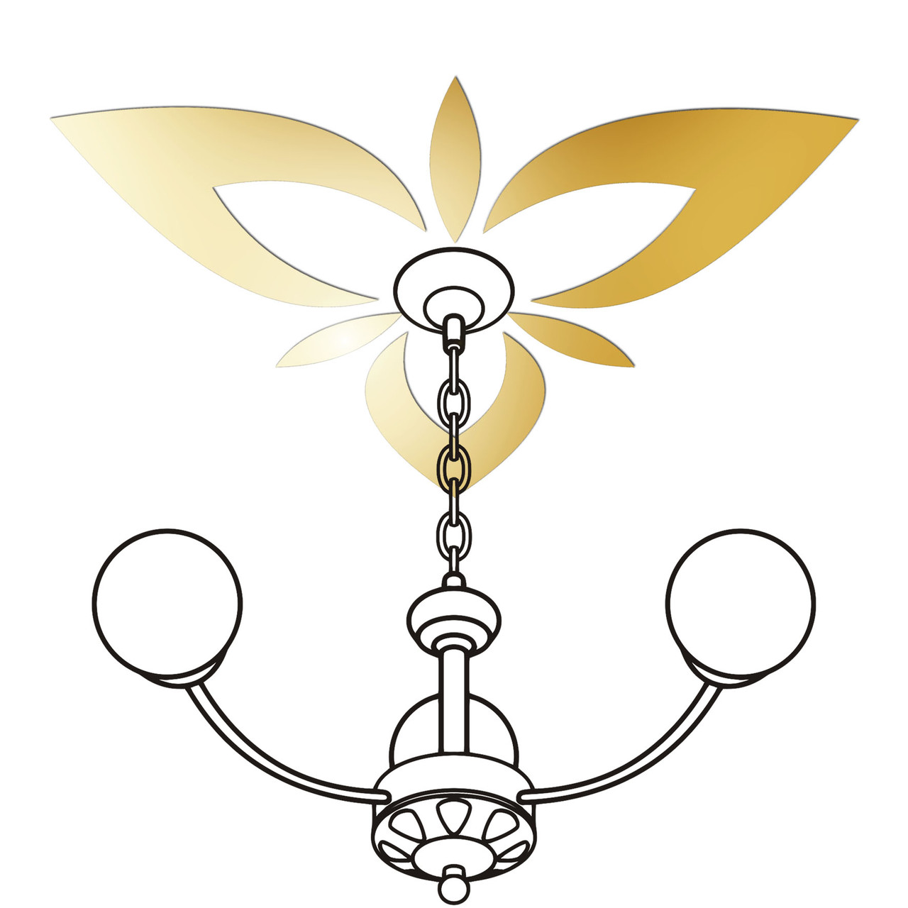 Зеркальный потолочный акриловый декор наклейка под люстру "Лилия" 6 шт. золото Зеркальный потолочный акриловый декор наклейка под люстру "Лилия" 6 шт. золото