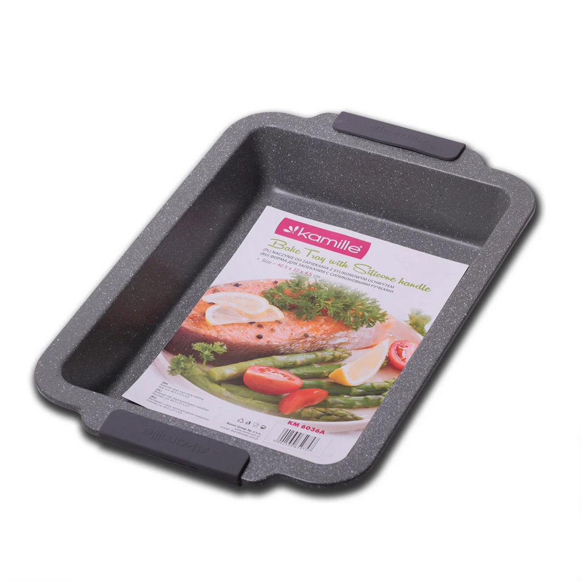 Форма для запекания Kamille серий мрамор 40.5x27x6 см, из углеродистой стали KM-6036A