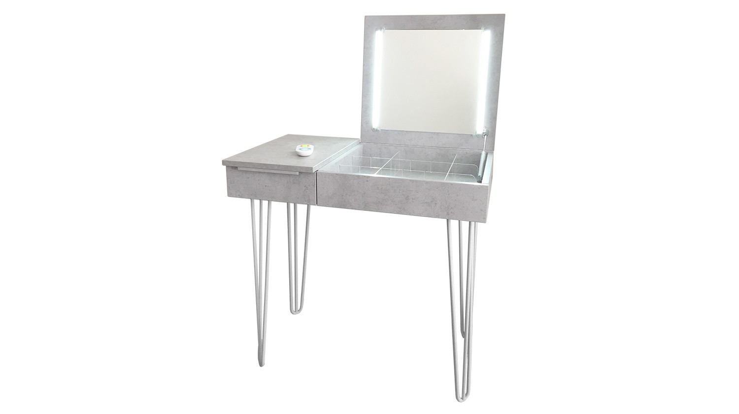 Туалетный стол Desk Make Up Бетон Чикаго/Белые ножки Туалетный стол Desk Make Up Бетон Чикаго/Белые ножки