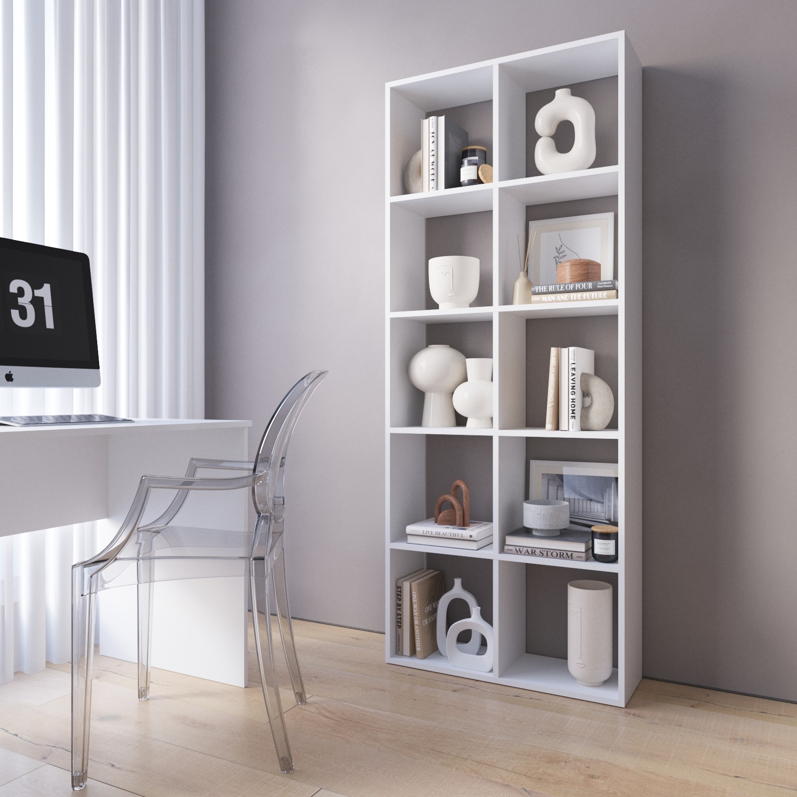 Стеллаж на 10 ячеек M-1 Белый Стеллаж на 10 ячеек M-1 Белый