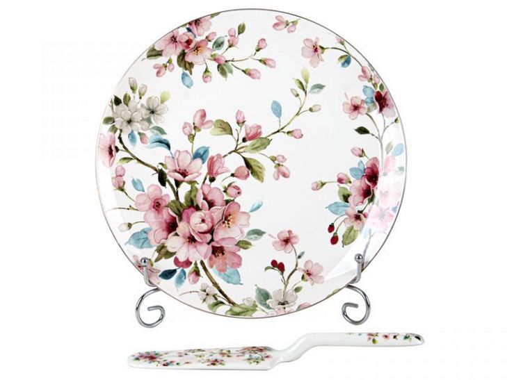 Блюдо для торта с лопаткой Магнолия 27 см 924-586 Блюдо для торта с лопаткой Магнолия 27 см 924-586