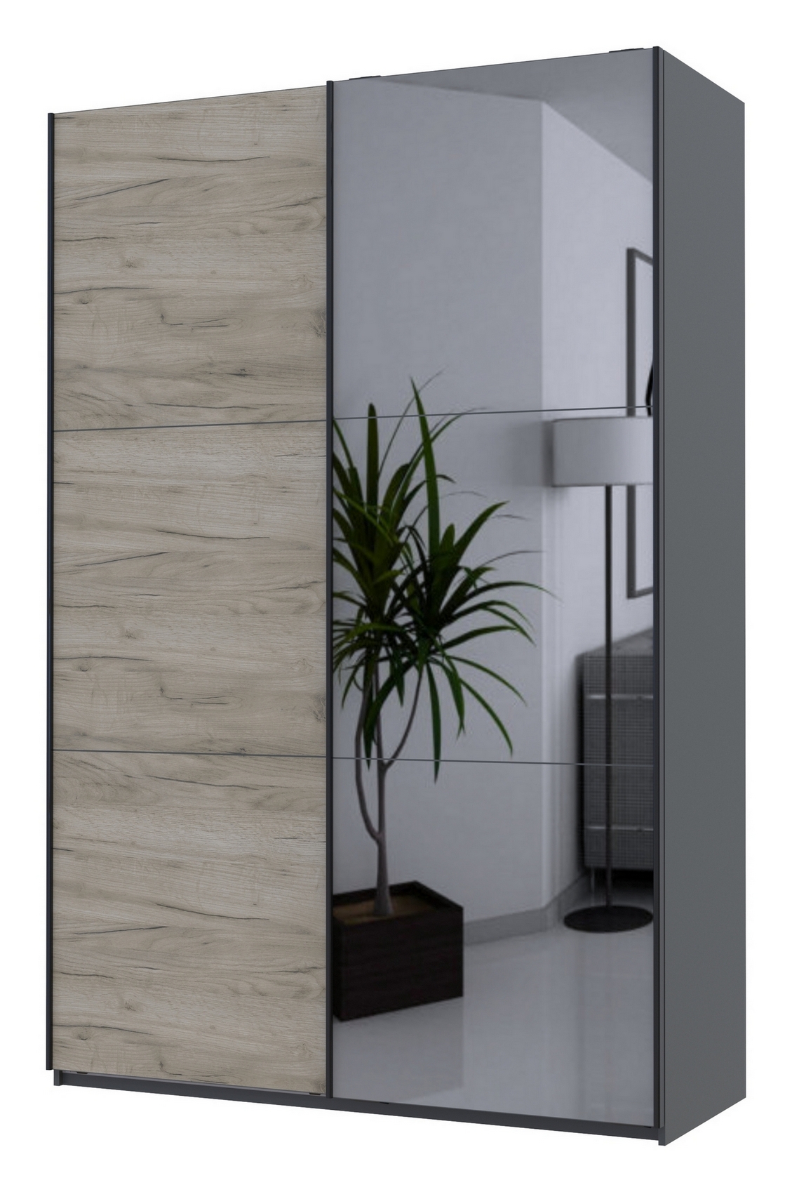 Шкаф купе G-Caiser 1 ДСП /1 зеркало 160x60x240 графит/дуб крафт серый Шкаф купе G-Caiser 1 ДСП /1 зеркало 160x60x240 графит/дуб крафт серый