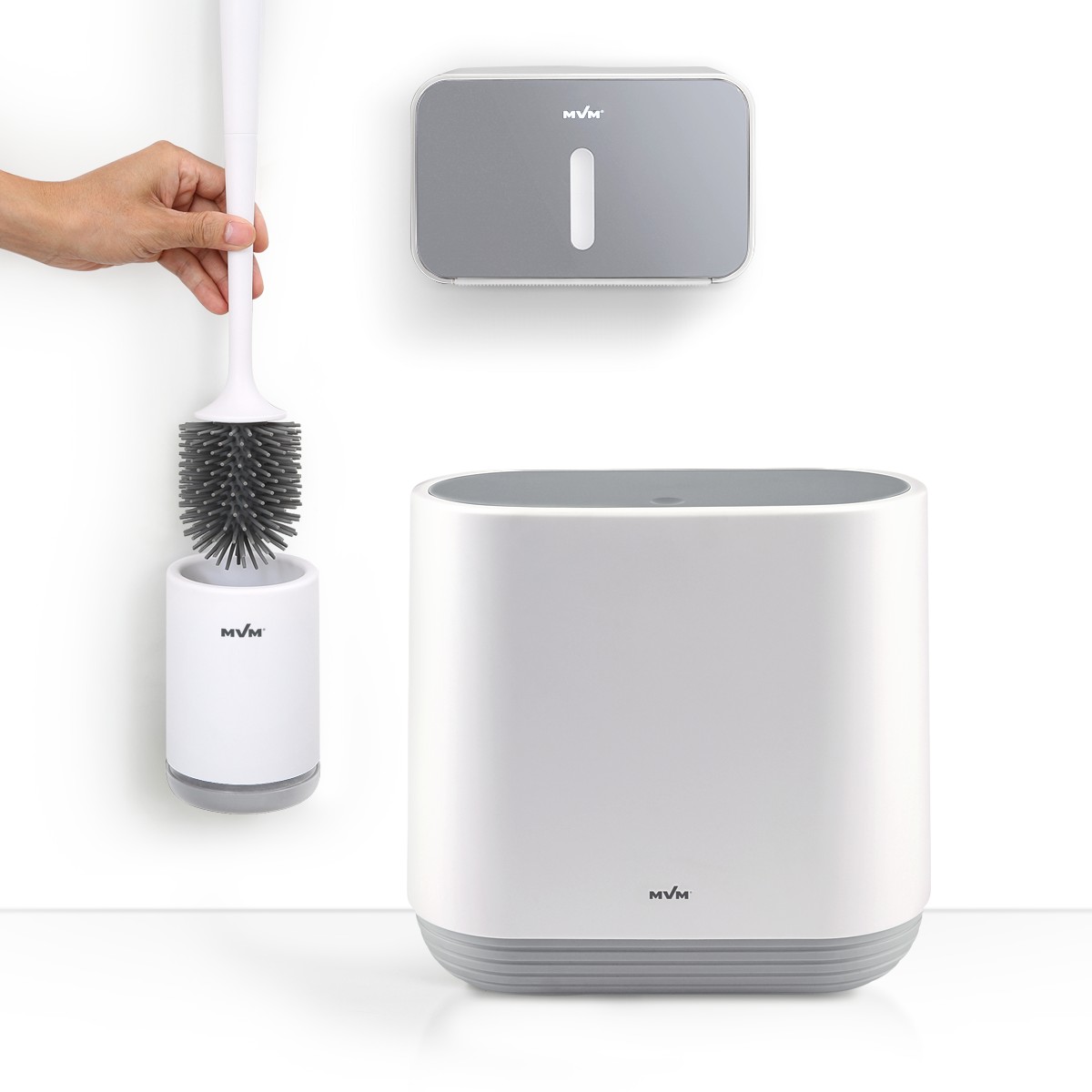 Комплект аксессуаров для санузла MVM-04, белый/серый