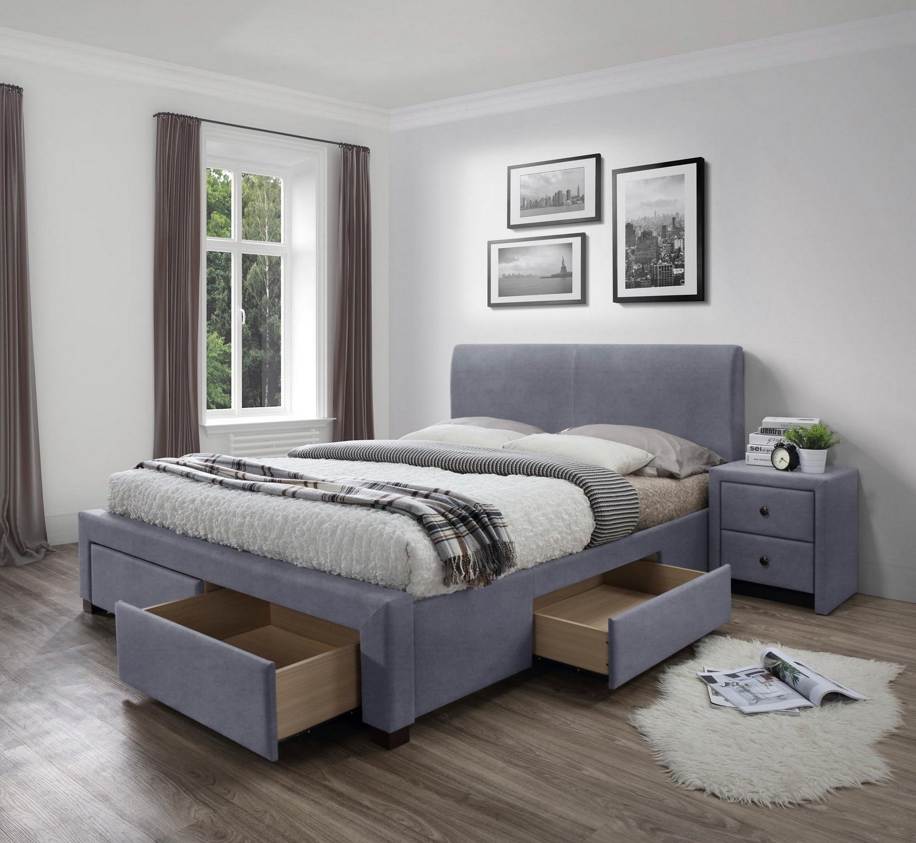 Кровать  Modena 3  160х200 серый Кровать  Modena 3  160х200 серый