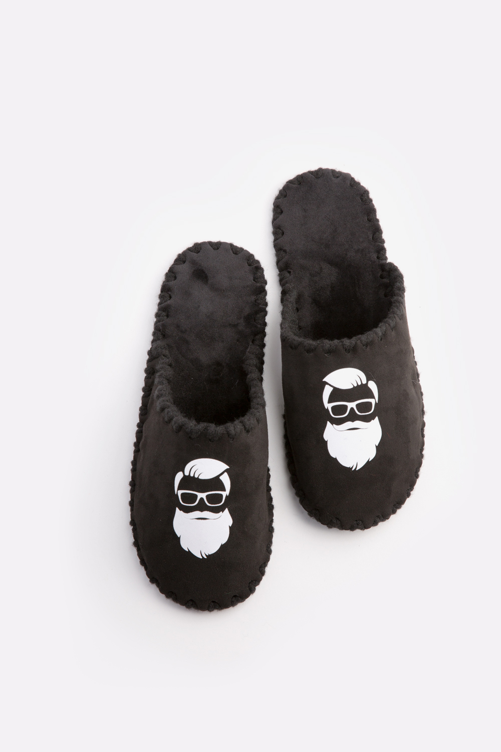 Мужские домашние тапочки Family Story Классические Бородач закрытые Черные 40-41 р