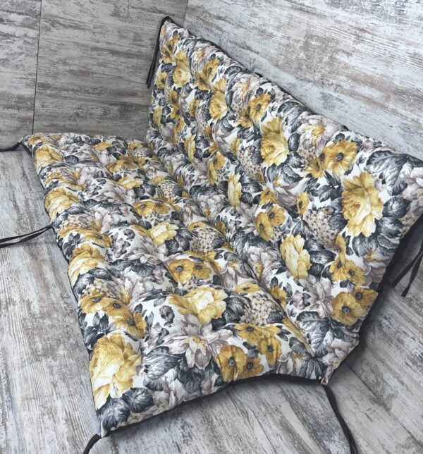 Подушка на поддоны/качели/каркасы панама “Autumn flowers” серый 100х50х50 см