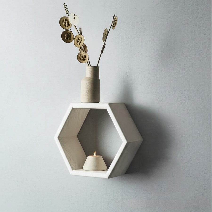 Полка соты средняя деревянная в форме соты 28,5х32,5 см белый Полка соты средняя деревянная в форме соты 28,5х32,5 см белый