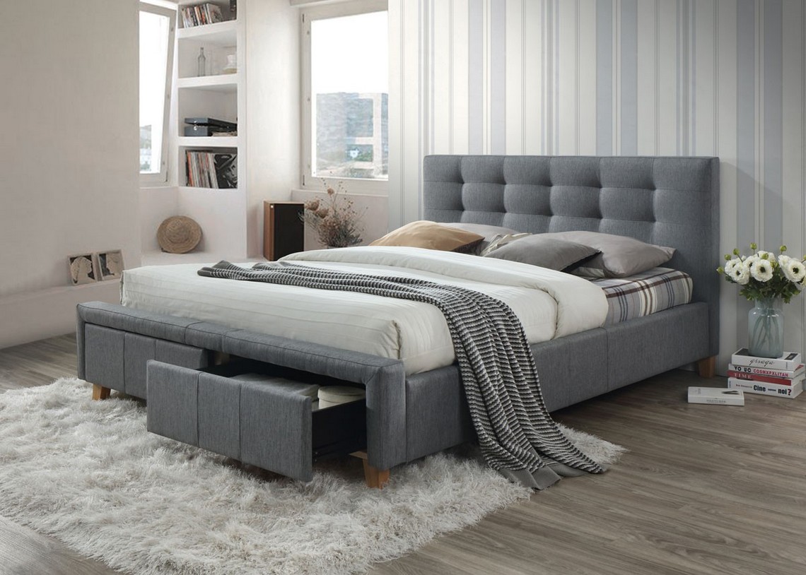 Двоспальне ліжко Ascot 160X200 Сірий Двоспальне ліжко Ascot 160X200 Сірий