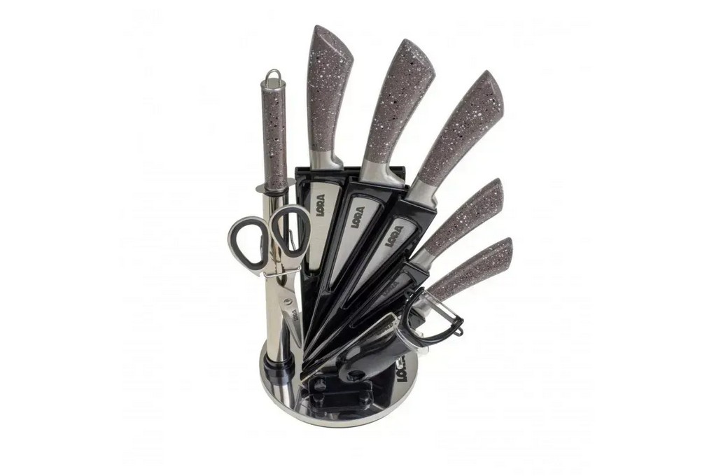 Набір ножів з підставкою 9шт Marble  NS44setkn/Marble Lora