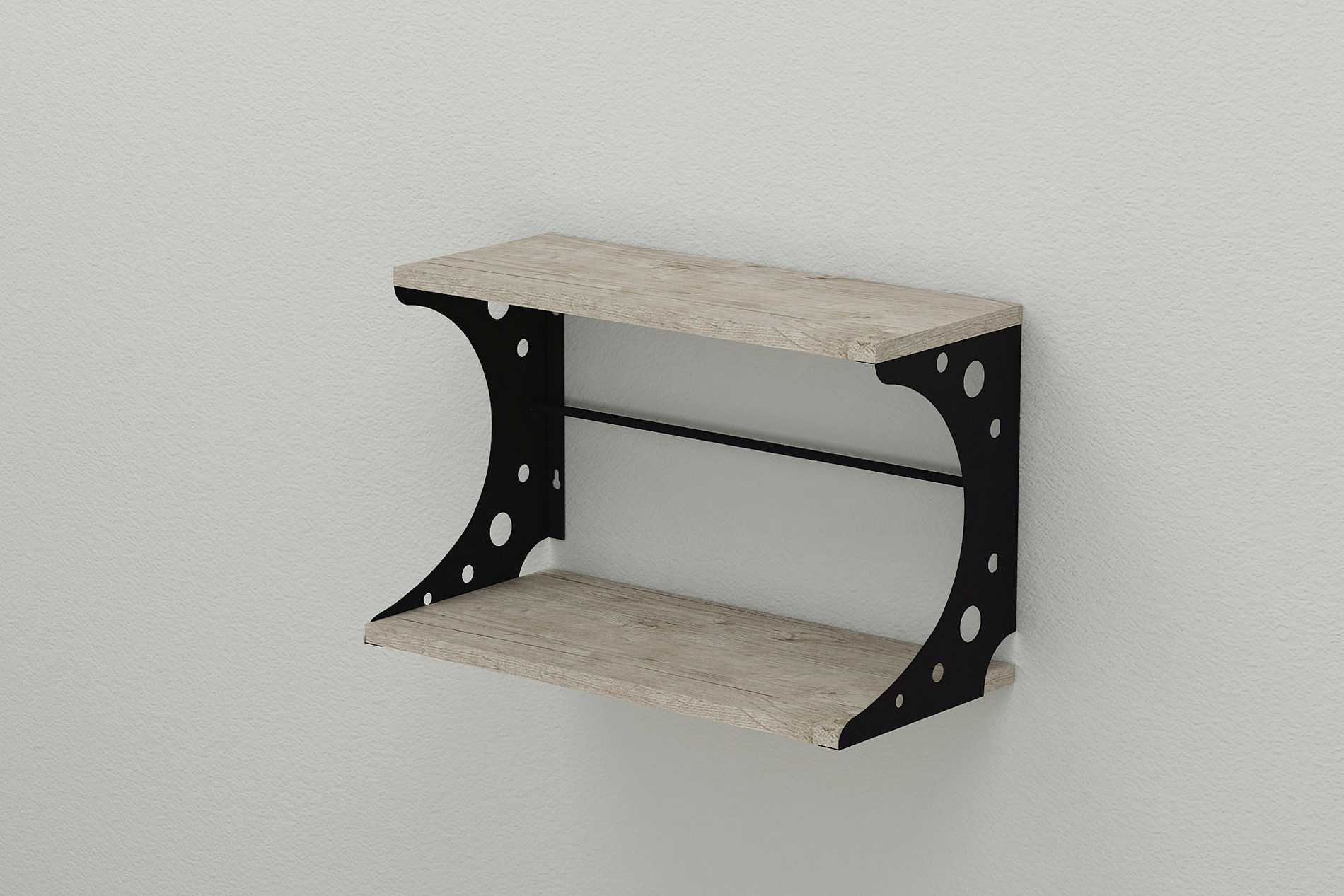 Полка настенная Букин 330x500x240 черная/Дуб Артизан