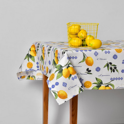 Скатерть водоотталкивающая IDEIA Хлопок Лимоны и оливки 140Х170 см