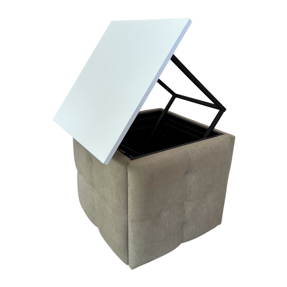 Пуф 5в1 пиковка с ДСП-столиком беж/белая аляска