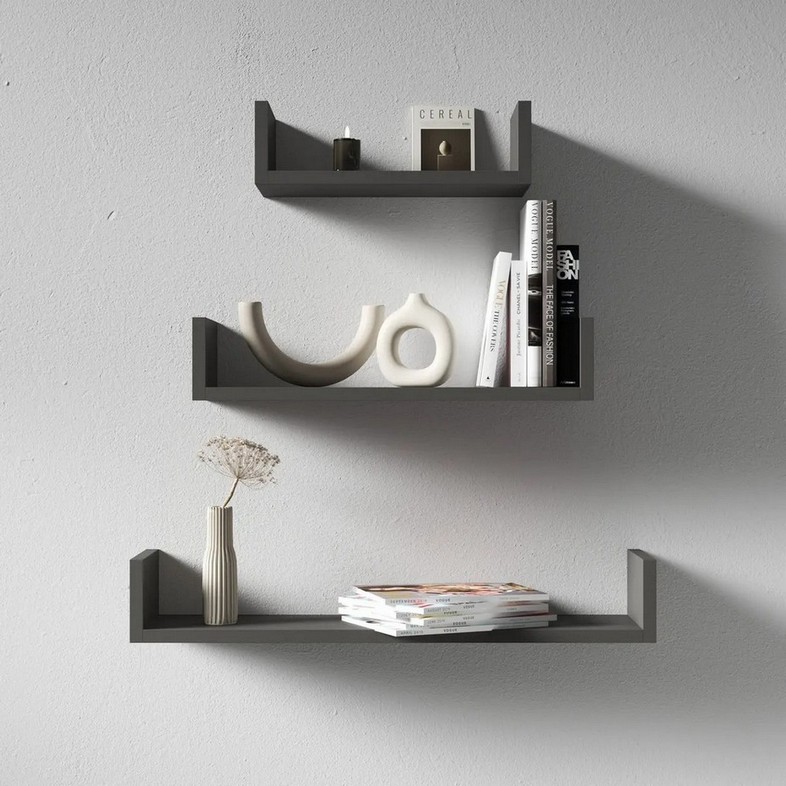 Полка для книг настенная NP-01 антрацит